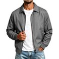 thumbnail image 1 of Fnooota Men's Bomber Jackets, Lapel Collar Zip up Long Sleeve Lightweight&nbsp; Outerwear for Spring Fall Gray Size L, 1 of 6