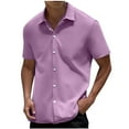 thumbnail image 1 of Fnooota Men's Button Down Shirts, Collared Casual Summer Business Short Sleeve Shirts Purple Size XL, 1 of 5