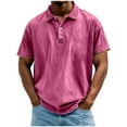 thumbnail image 1 of Fnooota Men's Casual Polo Shirts, Summer Fashion Pullover Collared Short Sleeve Tops Pink Size XL, 1 of 5