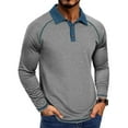 thumbnail image 1 of Fnooota Men's Casual Polo Shirts, Work Collared Spring Fall Pullover Long Sleeve Tops Gray Size L, 1 of 5