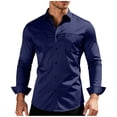 thumbnail image 1 of Fnooota Men's Colored Dress Shirts, Button Down Casual Long Sleeve Formal Business Shirts Dark Blue Size L, 1 of 4