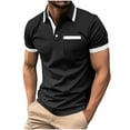 thumbnail image 1 of Fnooota Men's Short Sleeve Polo Shirts, Casual Pullover Work Collared Summer Tops Black Size 2XL, 1 of 5