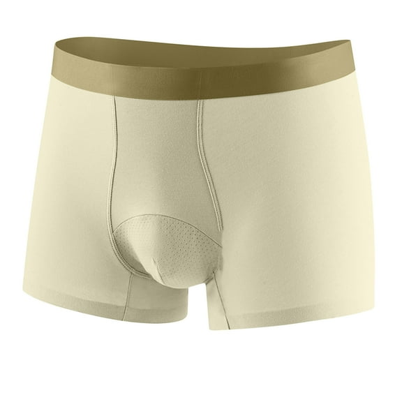 Fnooota Men's Sport Boxer Briefs, Mid-Rise Cotton Breathable Stretch Mens Underwear Beige Size 2XL