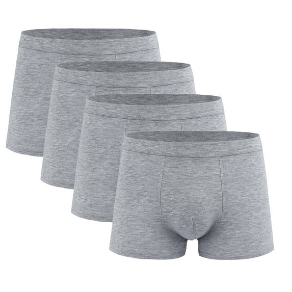 Fnooota Men's Stretch Boxer Briefs, Casual 4PC Soft Mid-Rise Men's Underwear Gray Size 4XL