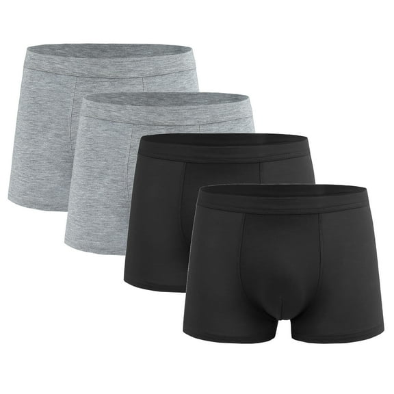 Fnooota Men's Stretch Boxer Briefs, Mid-Rise Breathable 4PC Casual Men's Underwear Multicolor Size L-4XL