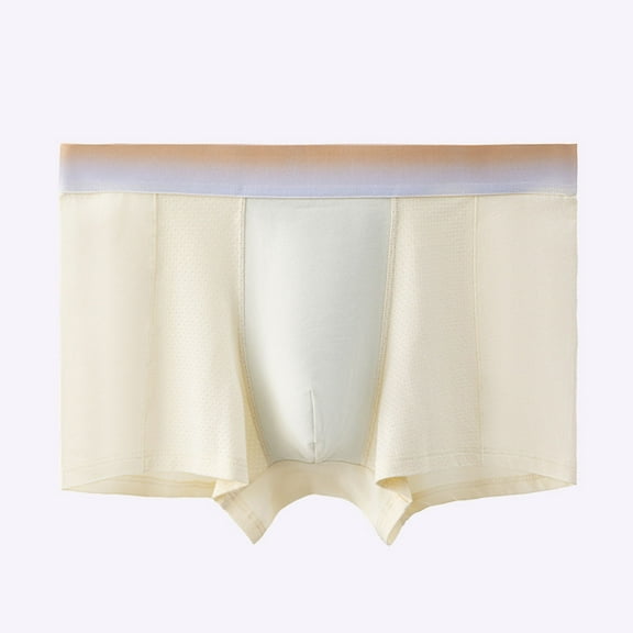 Fnooota Men's Stretch Boxer Briefs, Soft Casual Mid-Rise Cotton Mens Underwear Beige Size 3XL