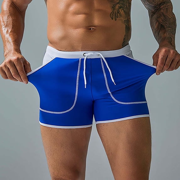 Fnooota Men's Swim Trunks, Beach Summer Quick Dry Stretchy Swimwear Shorts Board Shorts Blue Size 2XL