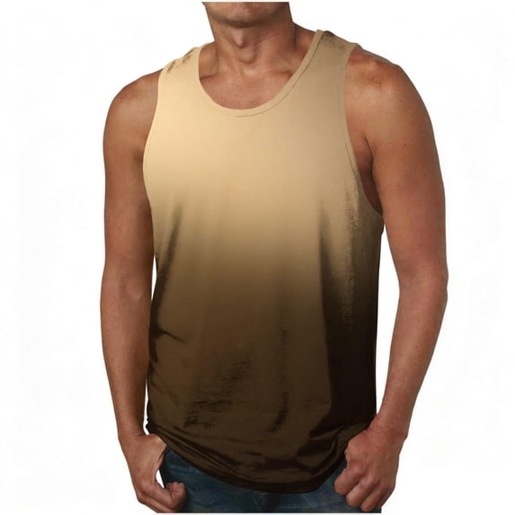 Fnooota Men's Tank Tops, Casual Sports Sleeveless Gradient Print Summer Shirts Multicolor Size S