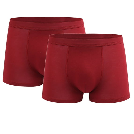 Fnooota Men's Underwear, Stretch Breathable Mid-Rise 2PC Mens Boxer Briefs Wine Size XL