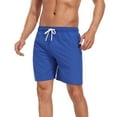 thumbnail image 1 of Fnooota Mens Board Shorts, Quick-drying Summer Holiday Elastic Waist Beach Shorts with Drawstring Blue Size 2XL, 1 of 6