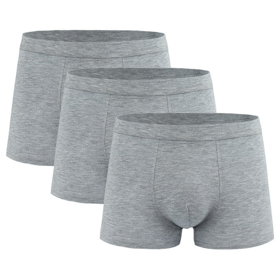 Fnooota Mens Boxer Briefs, 3 Piece Breathable Stretch Mid-Rise Men's Underwear Gray Size 2XL