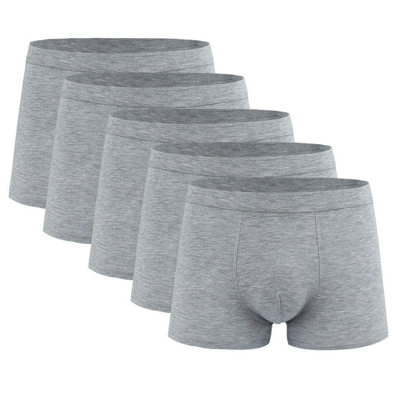 Fnooota Mens Boxer Briefs, 5 Piece Mid-Rise Stretch Breathable Men's Underwear Gray Size 3XL