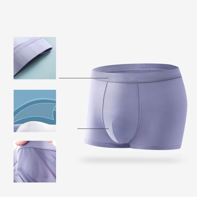 Fnooota Mens Boxer Briefs, Soft Stretch Mid-Rise Breathable Underwear for Men Light Blue Size 4XL