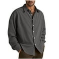 thumbnail image 1 of Fnooota Mens Casual Button Down Shirts, Colored Business Corduroy Long Sleeve Button Up Shirts Dark Gray Size 3XL, 1 of 5