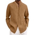 thumbnail image 1 of Fnooota Mens Casual Button Down Shirts, Summer Lightweight Cotton Linen Breathable Long Sleeve Shirts Orange Size M, 1 of 5