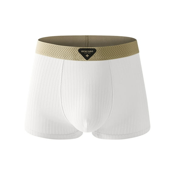 Fnooota Mens Cotton Boxer Briefs, Stretch Breathable Mid-Rise Casual Mens Underwear White Size 2XL