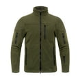 thumbnail image 1 of Fnooota Mens Fleece Jackets, Stand-up Collar Warm Long Sleeve Full Zip Winter Outerwear Army Green Size 2XL, 1 of 8