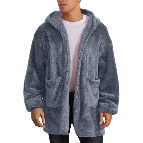 Fnooota Mens Fleece Jackets, Warm Winter Lightweight Zip up Hoodies for Men Gray Size S-3XL