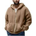thumbnail image 1 of Fnooota Mens Fleece Jackets with Pockets, Hooded Warm Full Zip Lightweight Winter Coats Coffee Size 4XL, 1 of 4