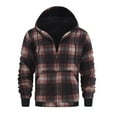 thumbnail image 1 of Fnooota Mens Fleece Lining Jackets, Drawstring Zip up Warm Long Sleeve Plaid Jackets with Hood Multicolor Size M, 1 of 4