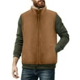 thumbnail image 1 of Fnooota Mens Fleece Vests, Stand-up collar Zip up Sleeveless Thermal Winter Outerwear with Pockets Khaki Size S-2XL, 1 of 8
