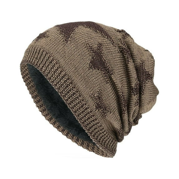 Fnooota Mens Knit Hats, Warm Windproof Winter Soft Beanies for Men Khaki Size Free Size