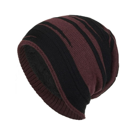 Fnooota Mens Knit Hats, Warm Winter Fashion Windproof Beanies for Men Wine Size Free Size