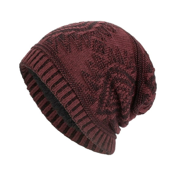 Fnooota Mens Knit Hats, Warm Winter Windproof Outdoor Beanies for Men Wine Size Free Size