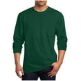 thumbnail image 1 of Fnooota Mens Long Sleeve Shirts, Casual Crew Neck Pullover Basic Workout Tops Army Green Size M, 1 of 4