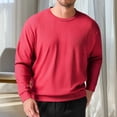 thumbnail image 1 of Fnooota Mens Long Sleeve Tops, Casual Knitted Crew Neck Pullover Shirts for Men Red Size 5XL, 1 of 5