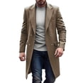 thumbnail image 1 of Fnooota Mens Peacoat Jacket, Business Double Breasted Mid-length Lapel Collar Men's Trench Coat Coffee Size L, 1 of 4