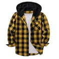 thumbnail image 1 of Fnooota Mens Plaid Shirts Long Sleeve, Casual Lightweight Loose Fit Hooded Jackets with Pockets Yellow Size S, 1 of 6