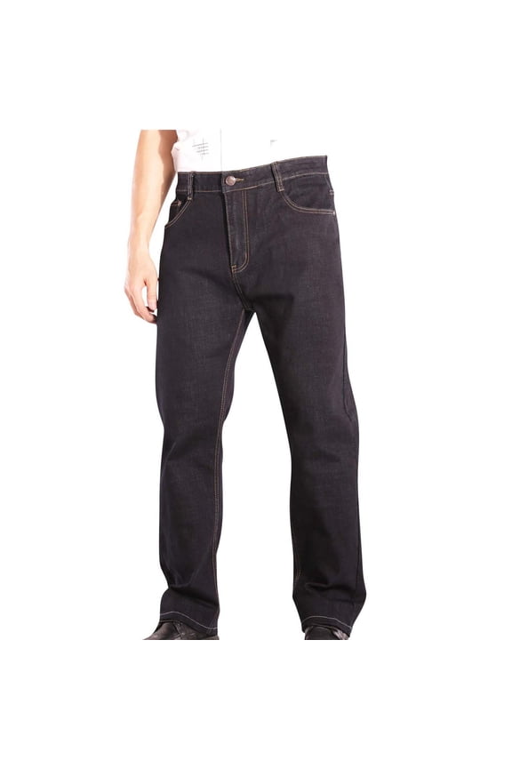 Mens Relaxed Fit Jeans, Casual Stretchy Basic Straight Leg Denim Pants Black Size 46