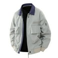 thumbnail image 1 of Fnooota Mens Shirt Jackets, Casual Windproof Turn Down Collar Zip up Outerwear with Pockets Silver Size XL, 1 of 5