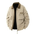 thumbnail image 1 of Fnooota Mens Shirt Jackets, Casual Zip up Windproof Turn Down Collar Outerwear with Pockets Khaki Size M-2XL, 1 of 8