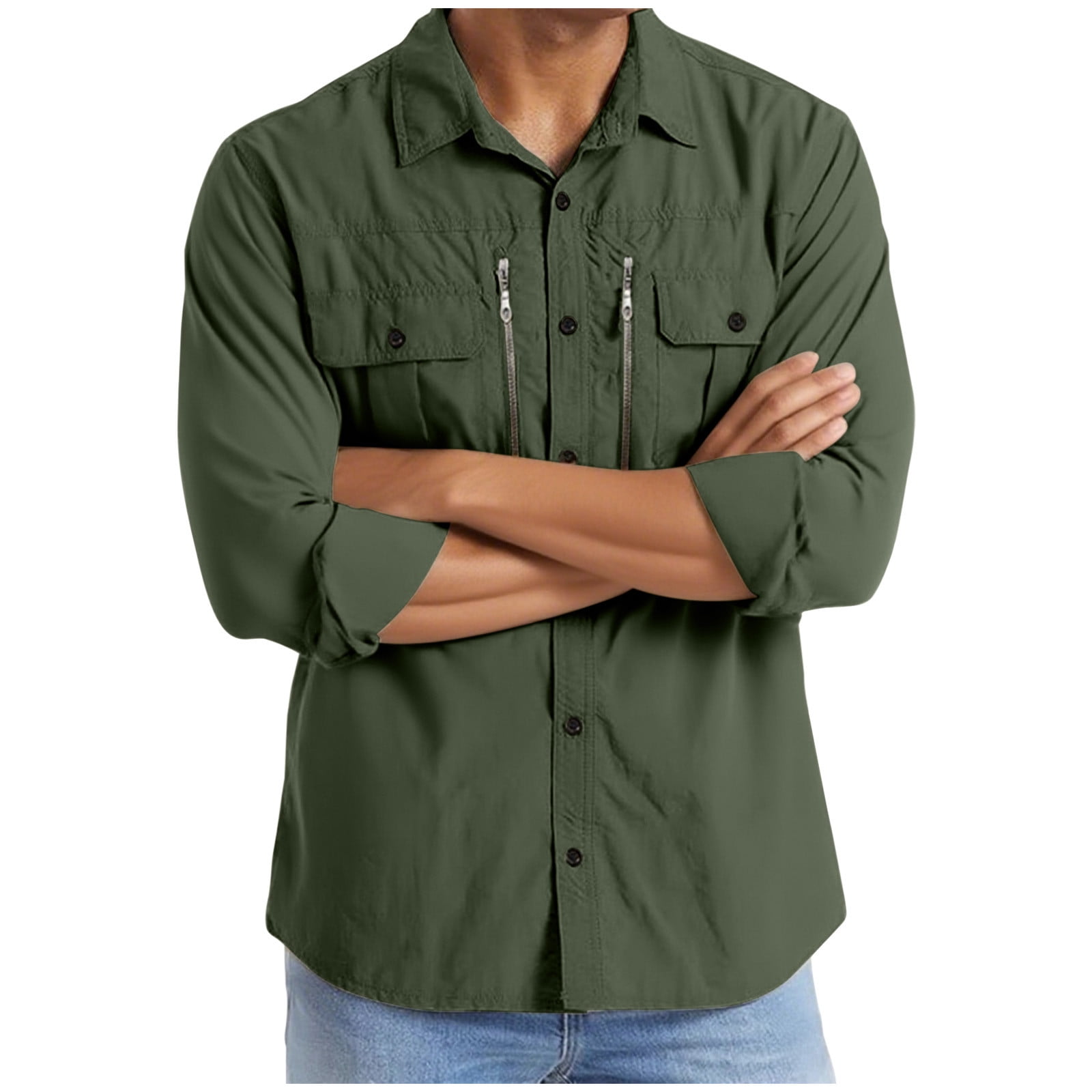 Fnooota Mens Shirt Jackets with Pockets, Lapel Button-down Collar ...