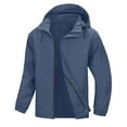 thumbnail image 1 of Fnooota Mens Waterproof Jackets, Full Zip Lightweight Casual Outdoor Mens Raincoats Blue Size S, 1 of 8