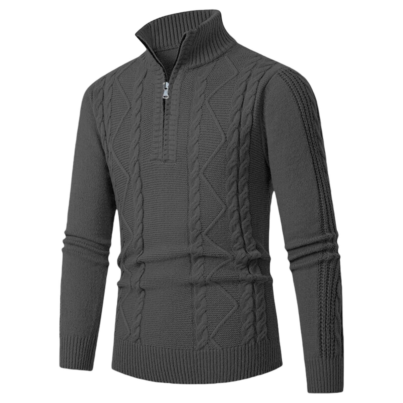 Fnooota Mens Zip-up Sweaters, Slim Fit Stretchy Winter Pullover Thermal ...