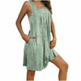 thumbnail image 1 of Fnooota Nightgowns for Women, Printed Sleeveless Crewneck Pleated Womens Sleepshirts Green Size XL, 1 of 7