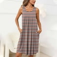 thumbnail image 1 of Fnooota Nightgowns for Women, Stripe Pleated Sleeveless Loose Summer Sleepwear Khaki Size M, 1 of 7