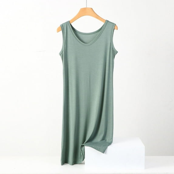 Fnooota Nightgowns for Women, V Neck Soft Solid Color Sleeveless Summer Sleepshirts Light Blue Size 4XL