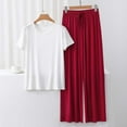 thumbnail image 1 of Fnooota Pajama Sets for Women 2 Piece, Comfy Summer Short Sleeve 2025 Sleepwear Sets Red Size L, 1 of 3