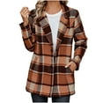 thumbnail image 1 of Fnooota Peacoats for Women 2025, Casual Lapel Collar Plaid Single Breasted Wool Coats with Pockets Orange Size XL, 1 of 4