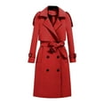 thumbnail image 1 of Fnooota Peacoats for Women, Long Lapel Collar Work Double Breasted Trench Coat Red Size 3XL, 1 of 4