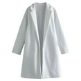 thumbnail image 1 of Fnooota Peacoats for Women, Mid Length Classic Lapel Wool Open Front Trench Coat White Size XL, 1 of 3