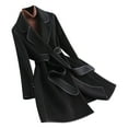 thumbnail image 1 of Fnooota Peacoats for Women, Wool Classic Lapel Belt Mid Length Trench Coat Black Size M, 1 of 4