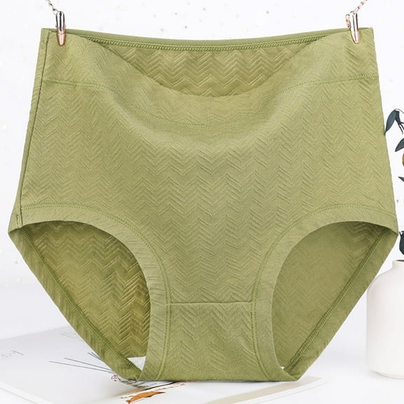 Fnooota Plus Size Panties for Women, Breathable Cotton 1 Pack High Waist Underwear Green Size 6XL