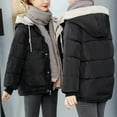 thumbnail image 1 of Fnooota Puffer Jackets for Women, Thickened Hooded Padded Warm Winter Coats Outerwear Black Size M, 1 of 7