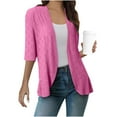 thumbnail image 1 of Fnooota Summer Cardigans for Women 2025, Lightweight Short Sleeve Casual Open Front Shrugs for Dresses Hot Pink Size 2XL, 1 of 5