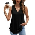 thumbnail image 1 of Fnooota Summer Tank Tops for Women, Lace Loose Fit V-Neck Casual Sleeveless Shirts Blouses Black Size 2XL, 1 of 5